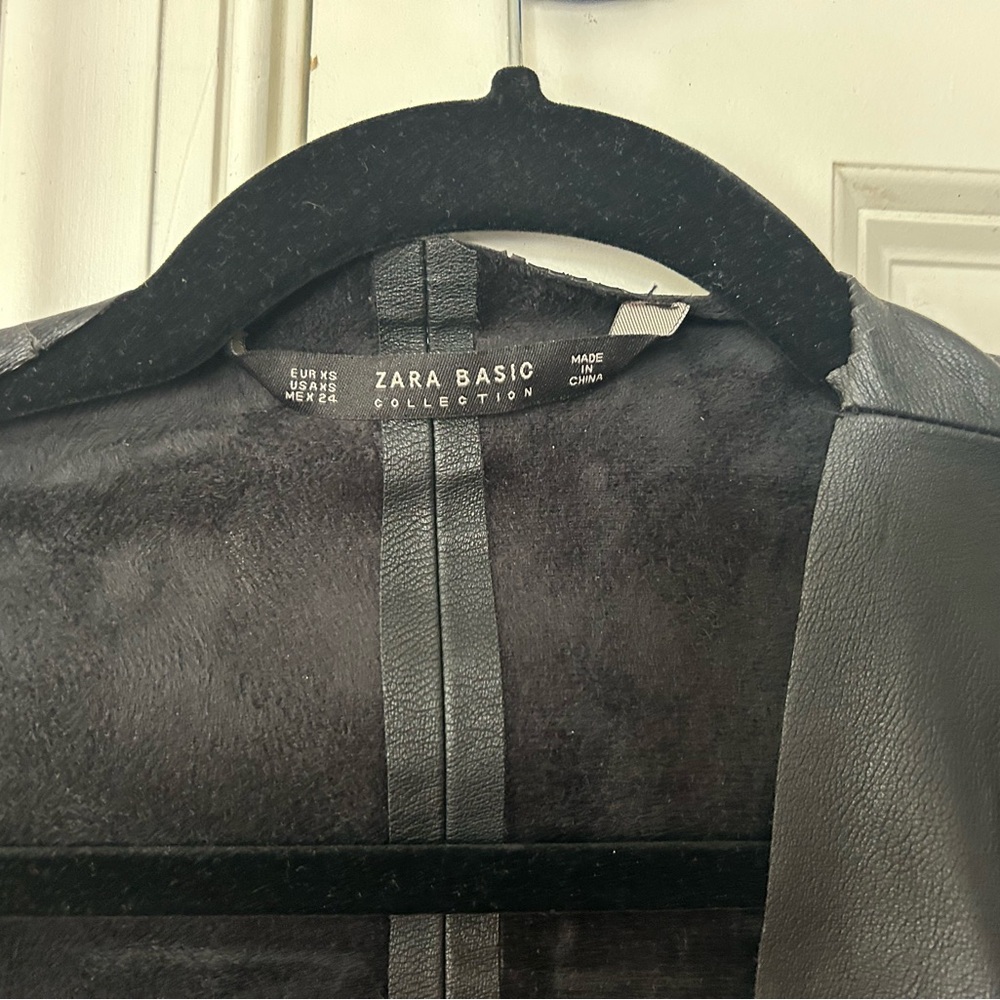 Zara Basic Black Leather Outerwear